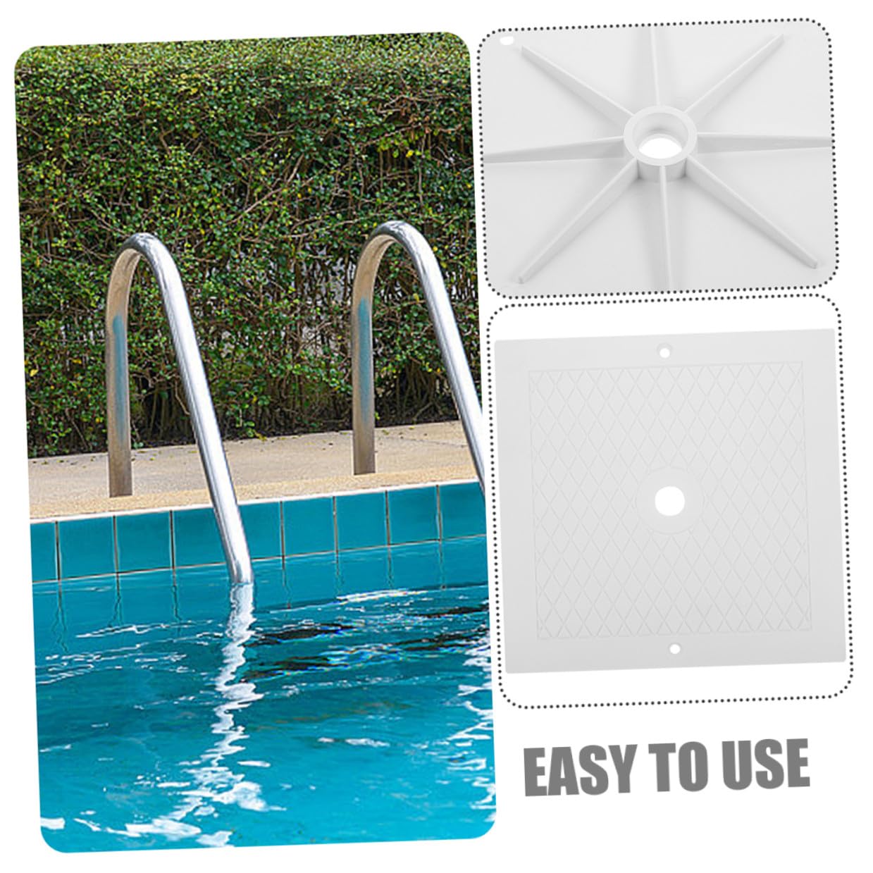 Didiseaon 2 Pezzi Coperchio Skimmer Piscina Quadrato 25x25 Cm in Pp Resistente per Sostituzione Coperchio Skimmer Fuori Terra e Interrata, Protezione da Detriti e Sicurezza Piscina