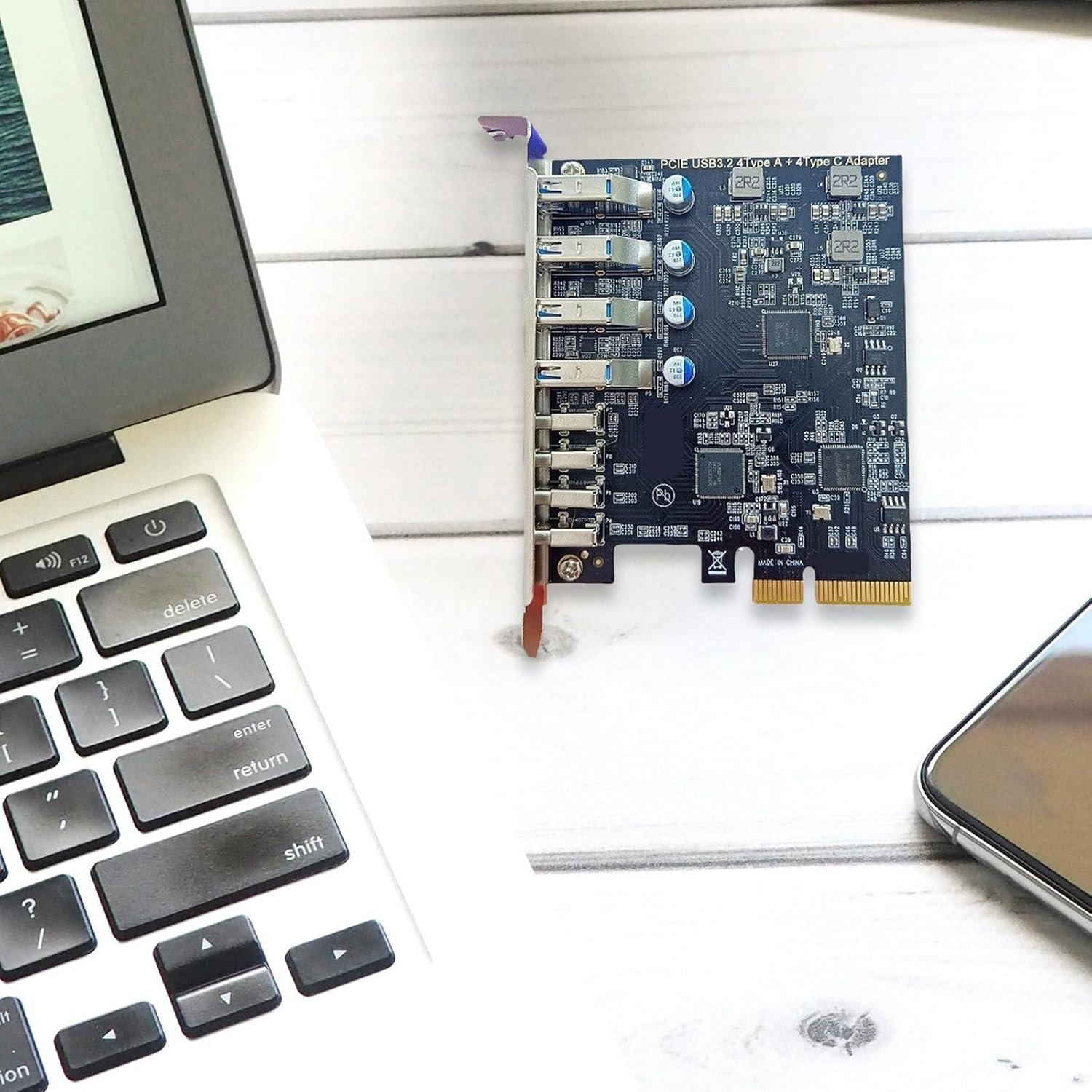 Fast Speed PCIe to 4 USB 3.2 TypeA and 4 TypeC Adapter Expansion Card for Desktop PC