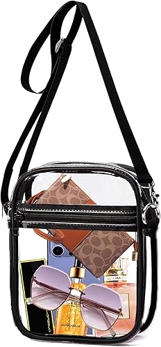 Bolso cruzado transparente, bolso bandolera transparente aprobado para estadios, bolsa de mensajero para trabajo, concierto y exteriores
