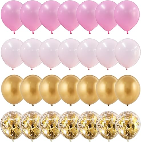 Vista 228 de Globos de color rosa pastel y morado, globos de confeti rosa claro de 12 pulgadas con globos de látex lila metálico para niñas y mujeres, mariposa