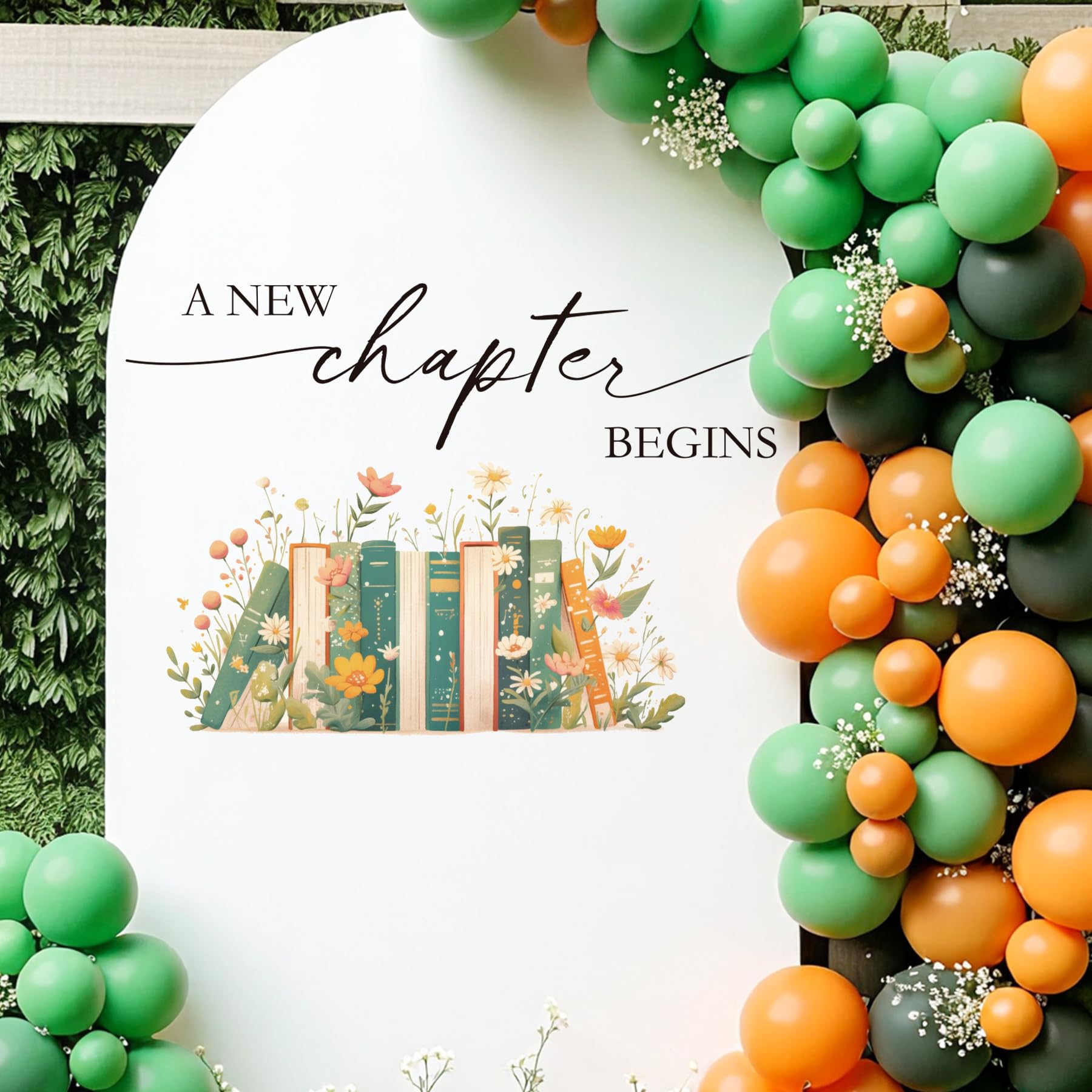 A New Chapter Begins Baby Shower Decorations - TrinhGuo A New Chapter Begins Bridal Shower Decal for Balloon Arch, Book Flowers Themed Welcome Baby Party Backdr