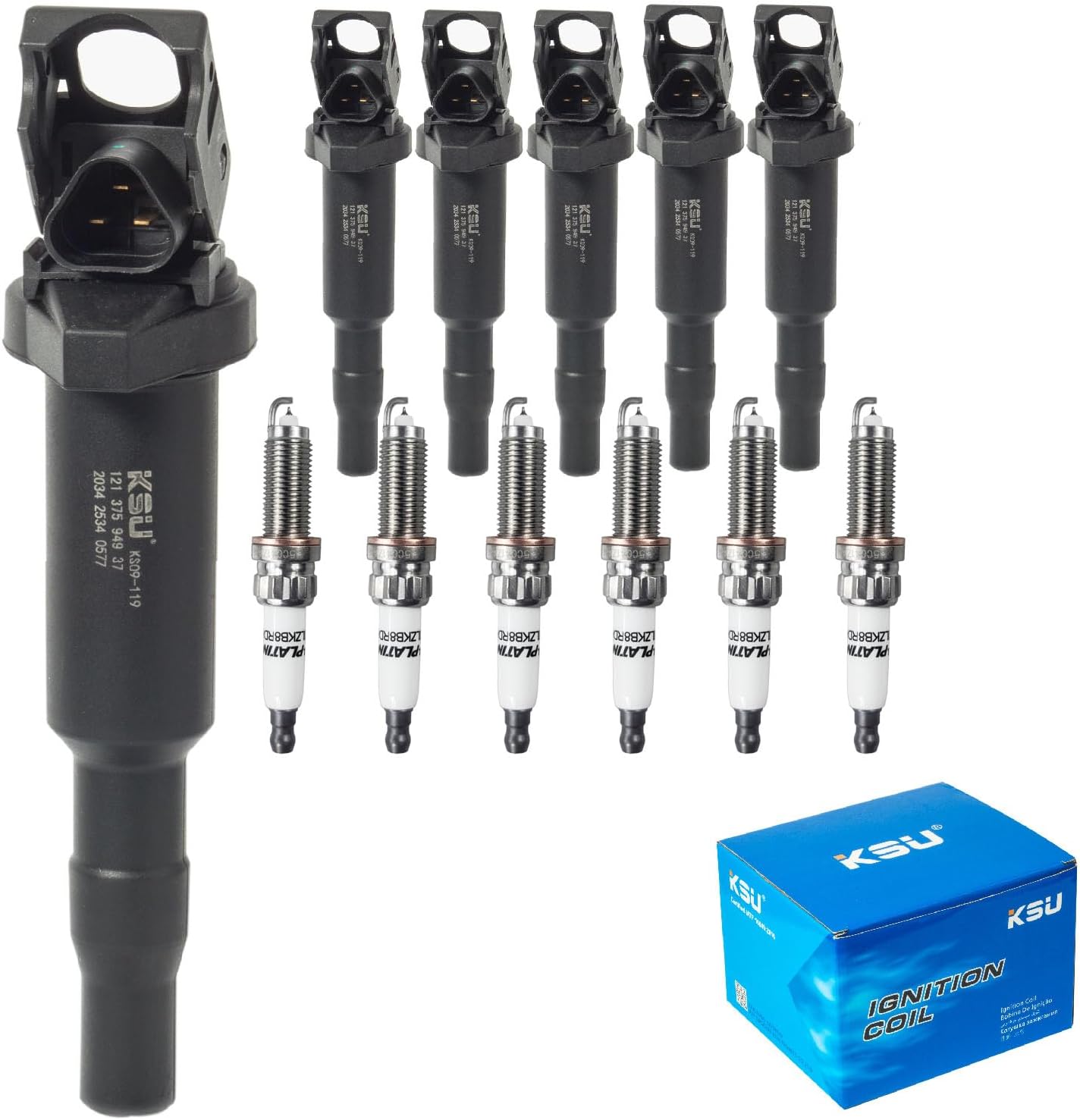 KSU 3.0L L6 Turbocharged Ignition Coil Spark Plug coil for BMW 135I 08-10 335I 07-10 335IS 11-13 335XI 07 08 535I 535XI 08 740I 740LI 10-12 X6 08-09 Z4 2009-2016 Turbocharged ONLY(6SETS)