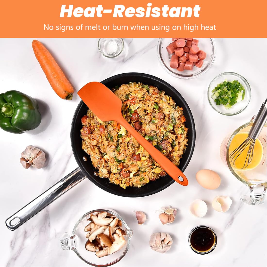 Leccapentole In Silicone 2 Pezzi – Spatola Resistente Al Calore, Flessibile, Set Rosso/Bianco Con Manico Ergonomico, Per Cucina E Forno