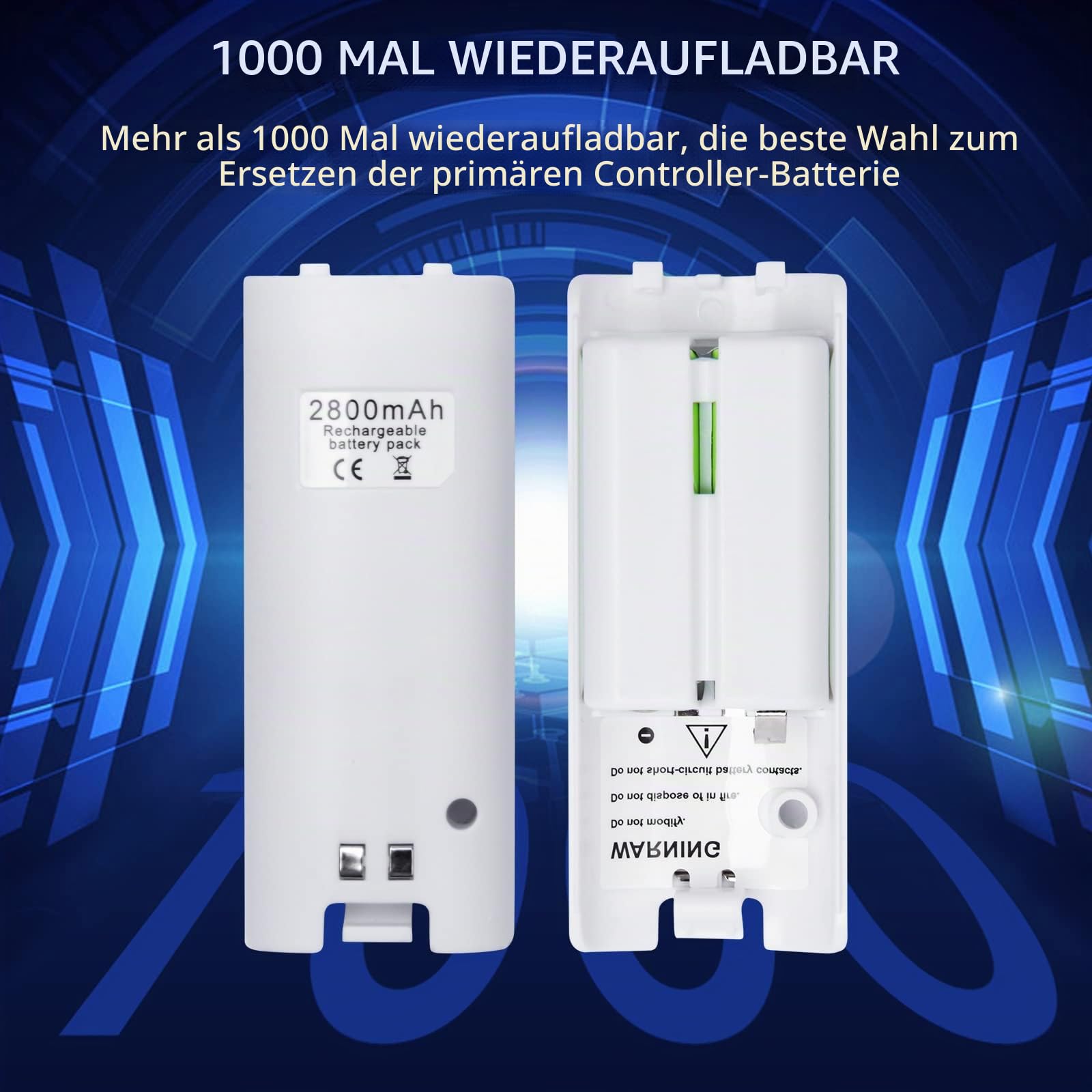 TechKen Wii Akku Ladegerät Set Wii Remote Controller Ladestation | Docking Station Wii Charger Mit 4 x2800MAH Akkus Wiederaufladbaren