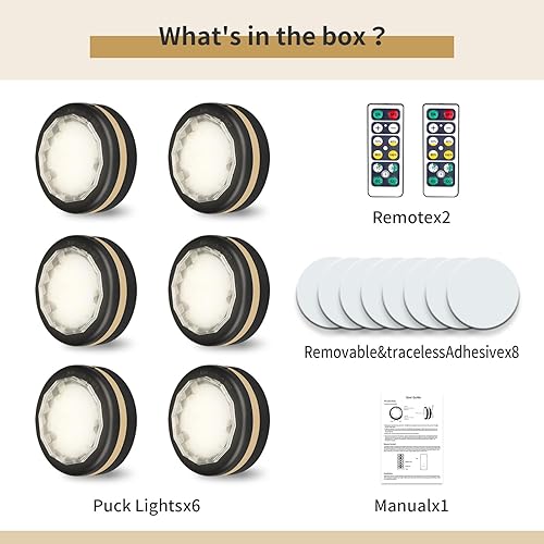 Miniatura 5 de Petorobot Luces de disco con sensor de movimiento para interiores con control remoto alimentadas por batería, luces inalámbricas con temporizador de