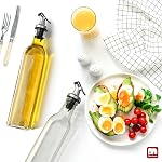 GMISUN Olive Oil Dispenser Bottle, Oil Dispenser Bottle for Kitchen, Cooking Oil and Vinegar Dispenser Set 4 Pack, Glass Oil Container Cruet-Oil Pourer Spout, Funnel and Labels, Clear for Oil, Vinegar