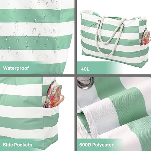 Miniatura 3 de Bolsas de playa para mujer Bolsa de playa extra grande Bolsas de playa impermeables a prueba de arena para piscina, gimnasio y viajes