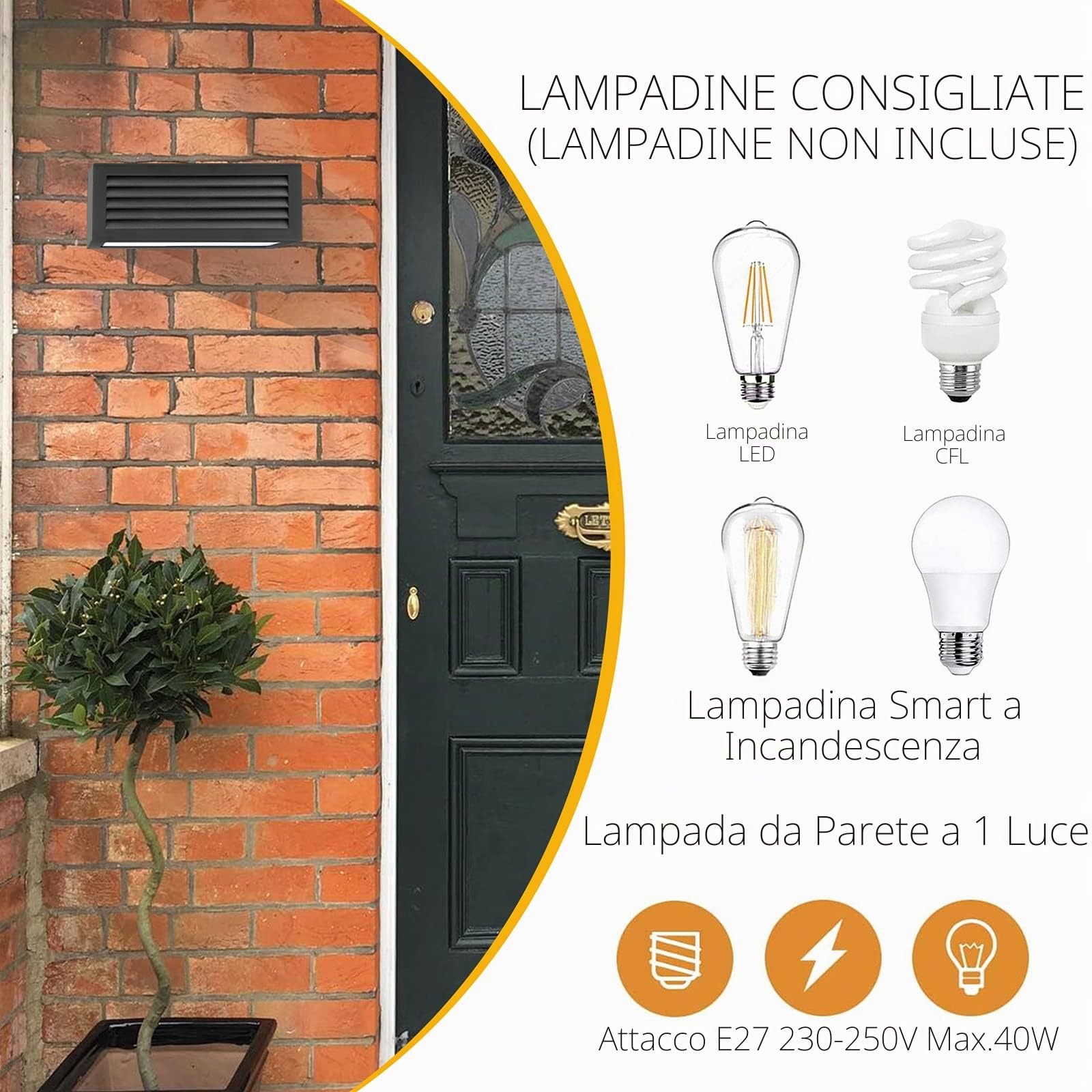 HLFVLITE Lampada da Parete per esterni, su e giù per Applique da Parete Esterno / Interno Moderna in Alluminio, Impermeabile IP54, Nero Opaco