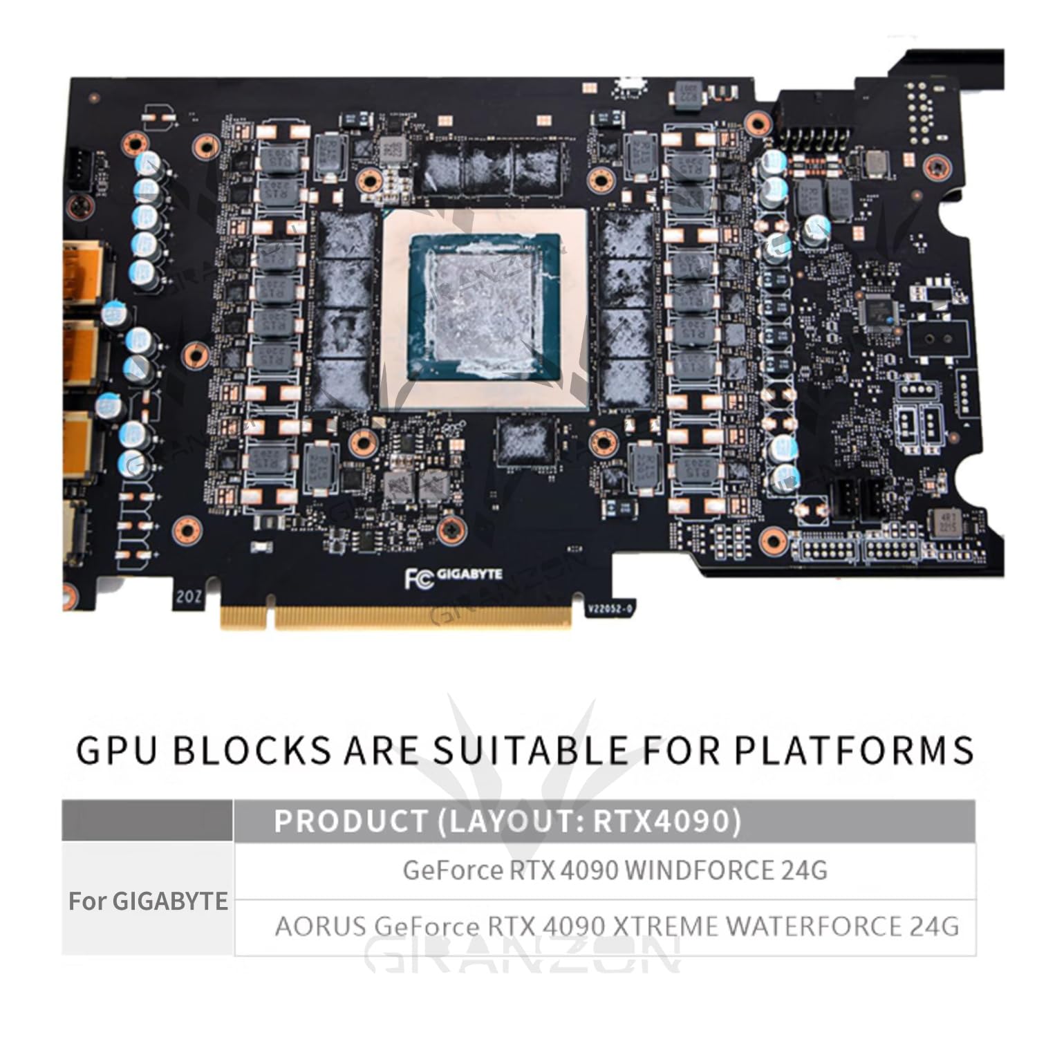 GRANZON GPU Waterblock Use for Gigabyte RTX4090 Windforce/Xtreme Waterforce Graphics Card, Copper GPU Water Cooling Block with Metal Backplate, Armor Style Full Coverage Video Card Water Cooler Block