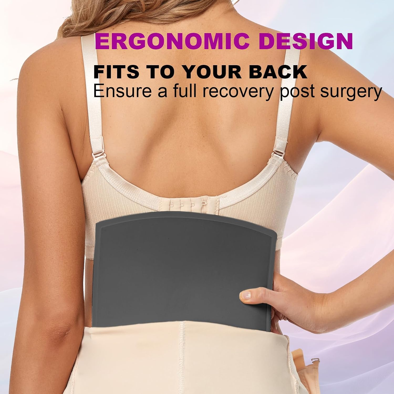 Moolida Lipo Foam Back Board Post Surgery Liposuction Surgery Board | Lipo Backboard Lipo Back Compression Board Liposuction & BBL Tabla Moldeadora de Espalda Post Cirugia, Black