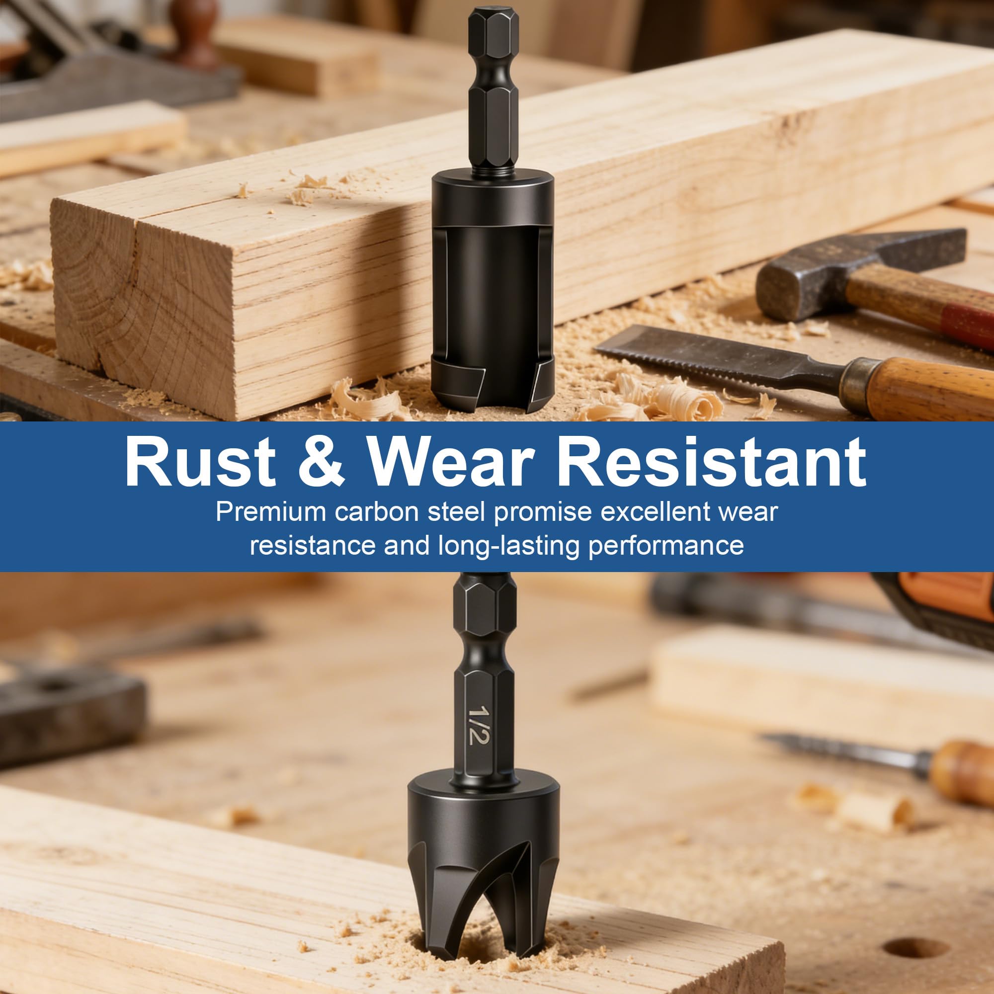 Wood Plug Cutter Set - 8 Pcs for Flush Fit -3
