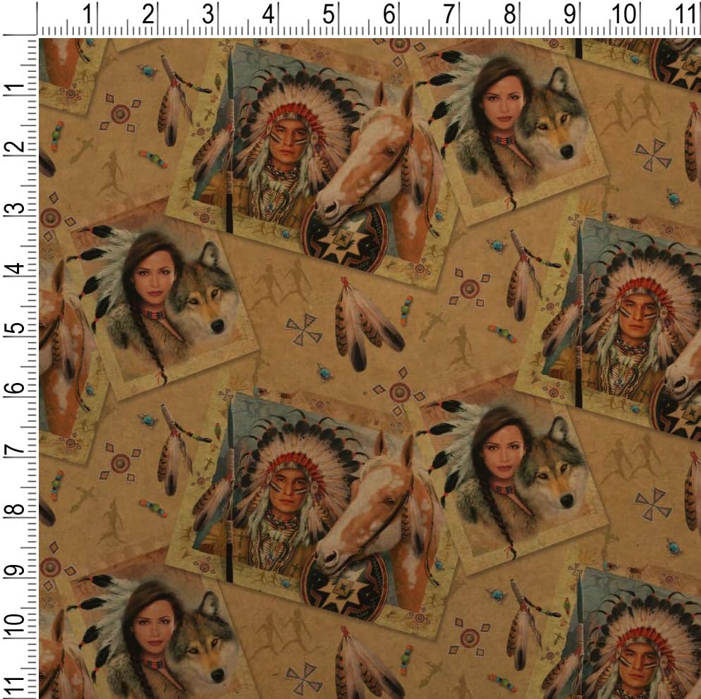 GRAPHICS & MORE Native American Horse Wolf Southwestern Pattern Premium Kraft Roll Gift Wrap Wrapping Paper