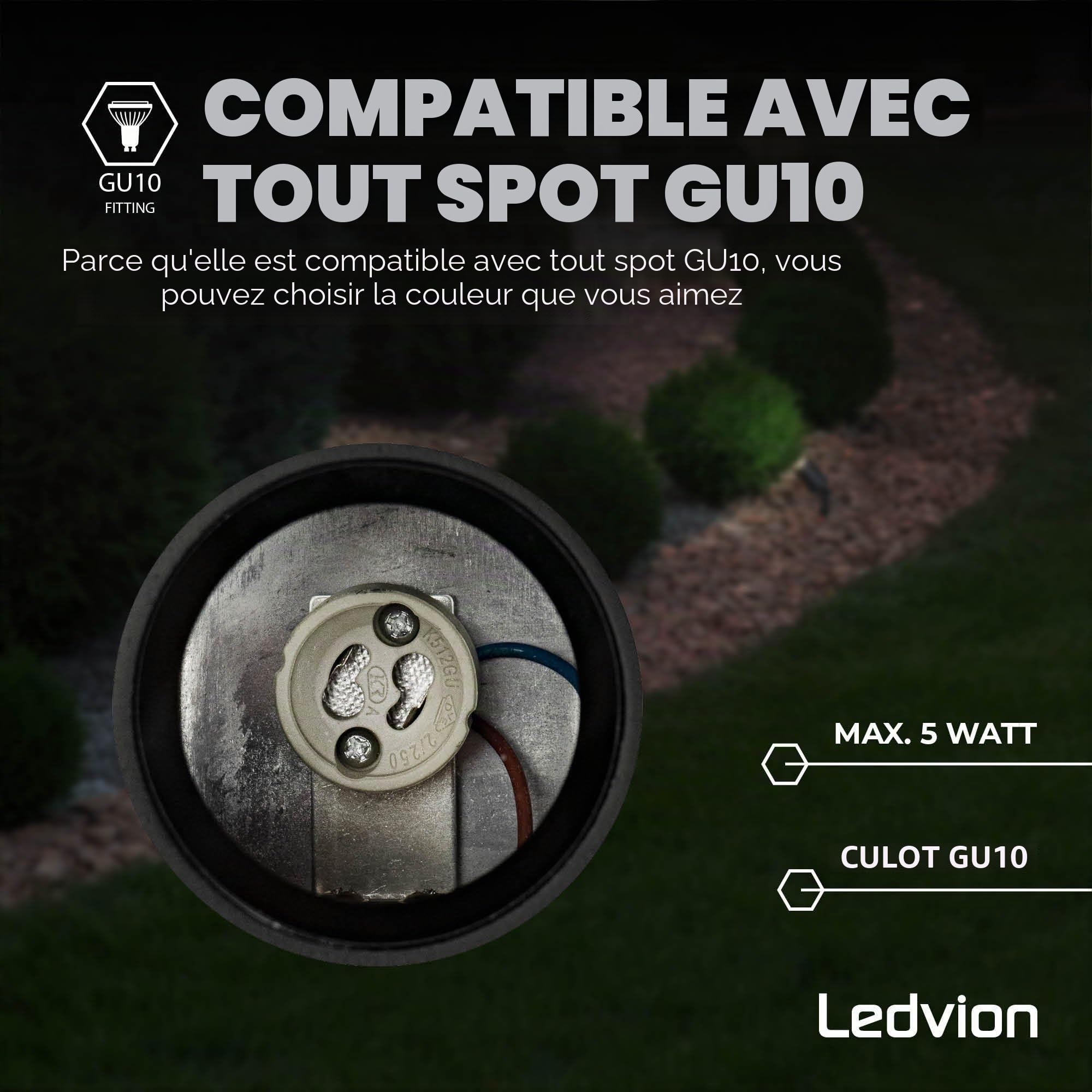 Ledvion Lot de 9 LED Extérieur Spot IP65 3W 2700K GU10 dimmable piquet
