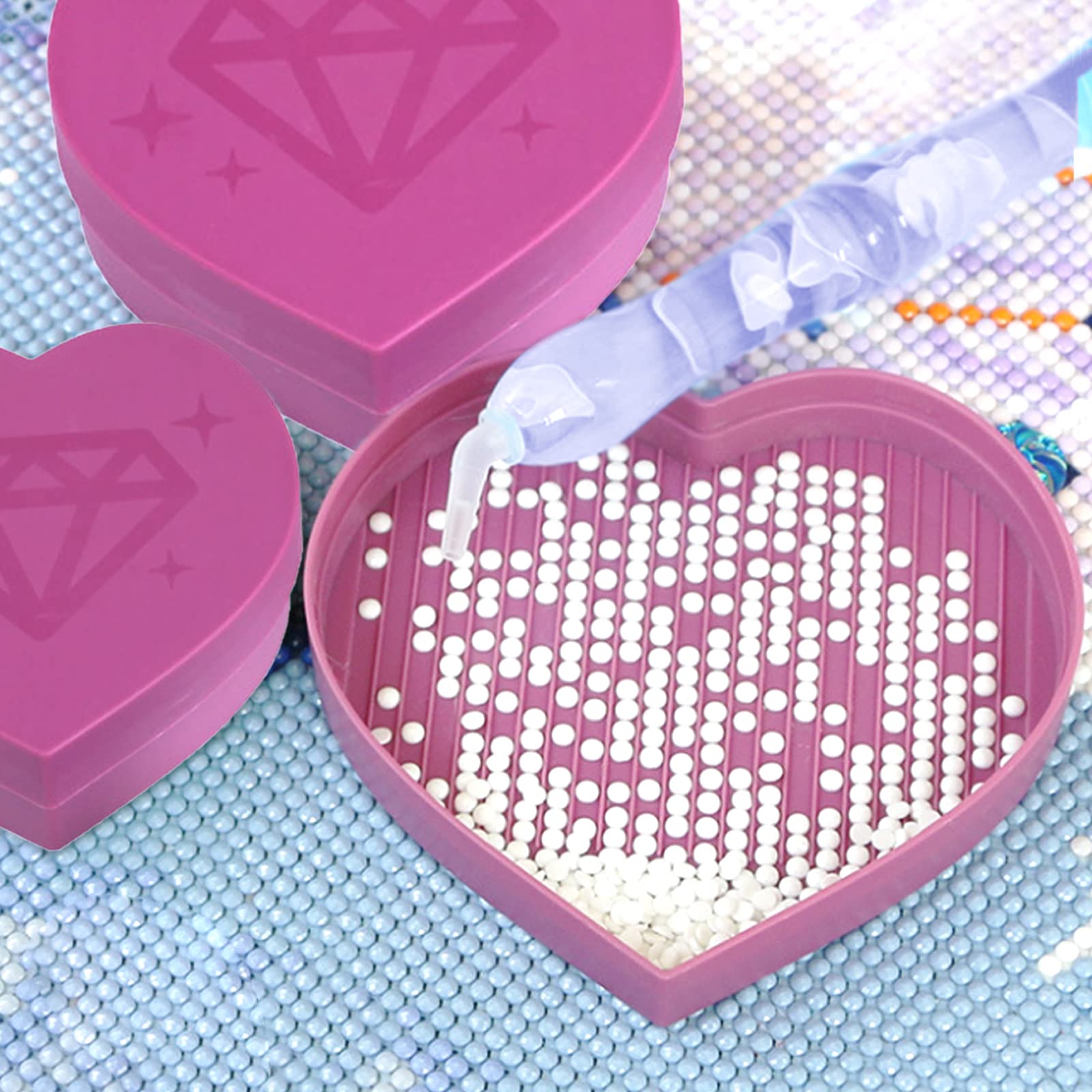 9 Stück Herzförmige Diamant-Strass-Teller Sortierbox – Groß, Mittel, Klein Für Diamantmalerei & Bastelzubehör