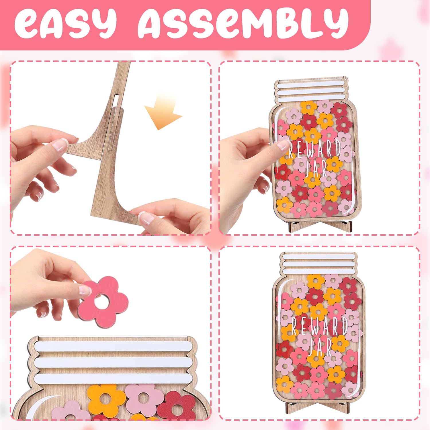 Reward Jar with Flower Token, Reward Charts for Children Behaviour ...