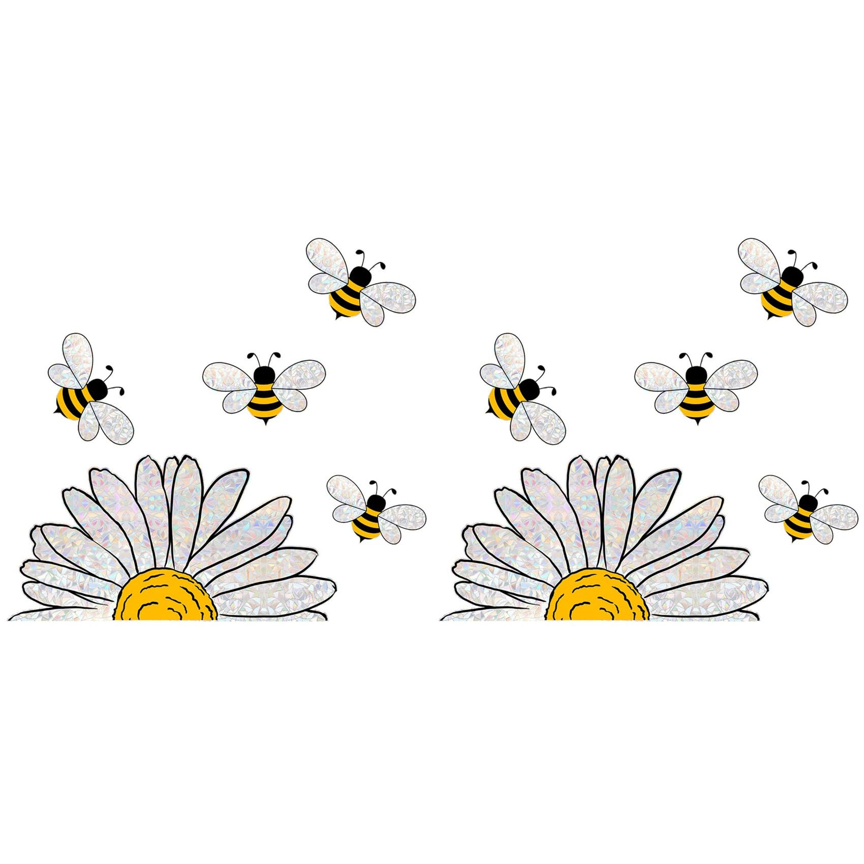 Vjsujehgy 2X Adorable Bees Style Glass Sticker, Bee Window Decals- Sunflower Stained Glass Window Stickers