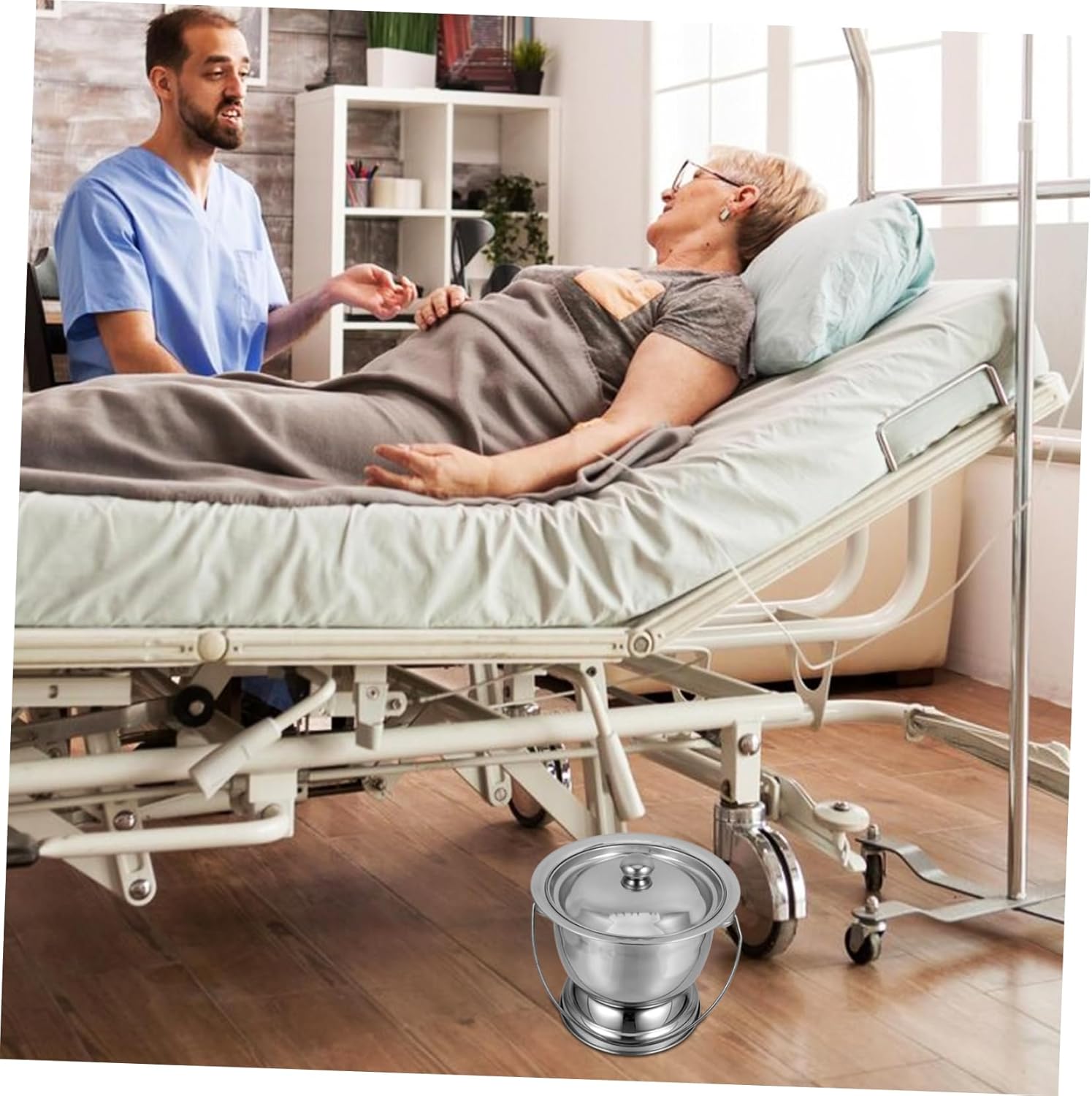 Stainless Steel Urinal Portable Potty for Adults Boy Girl Camping Toilet Bucket Bed Pan Commode Bucket