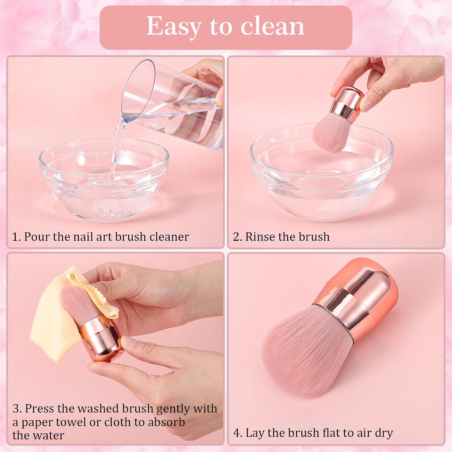 2 PCS Nail Art Dust Powder Remover Brush, Rose Gold Soft Duster Brushes Makeup Manicure Brushes Nails Powder Remover Cleaning Brush for Fingernails Clean up Tools Nails for Manicure, Makeup, Nail