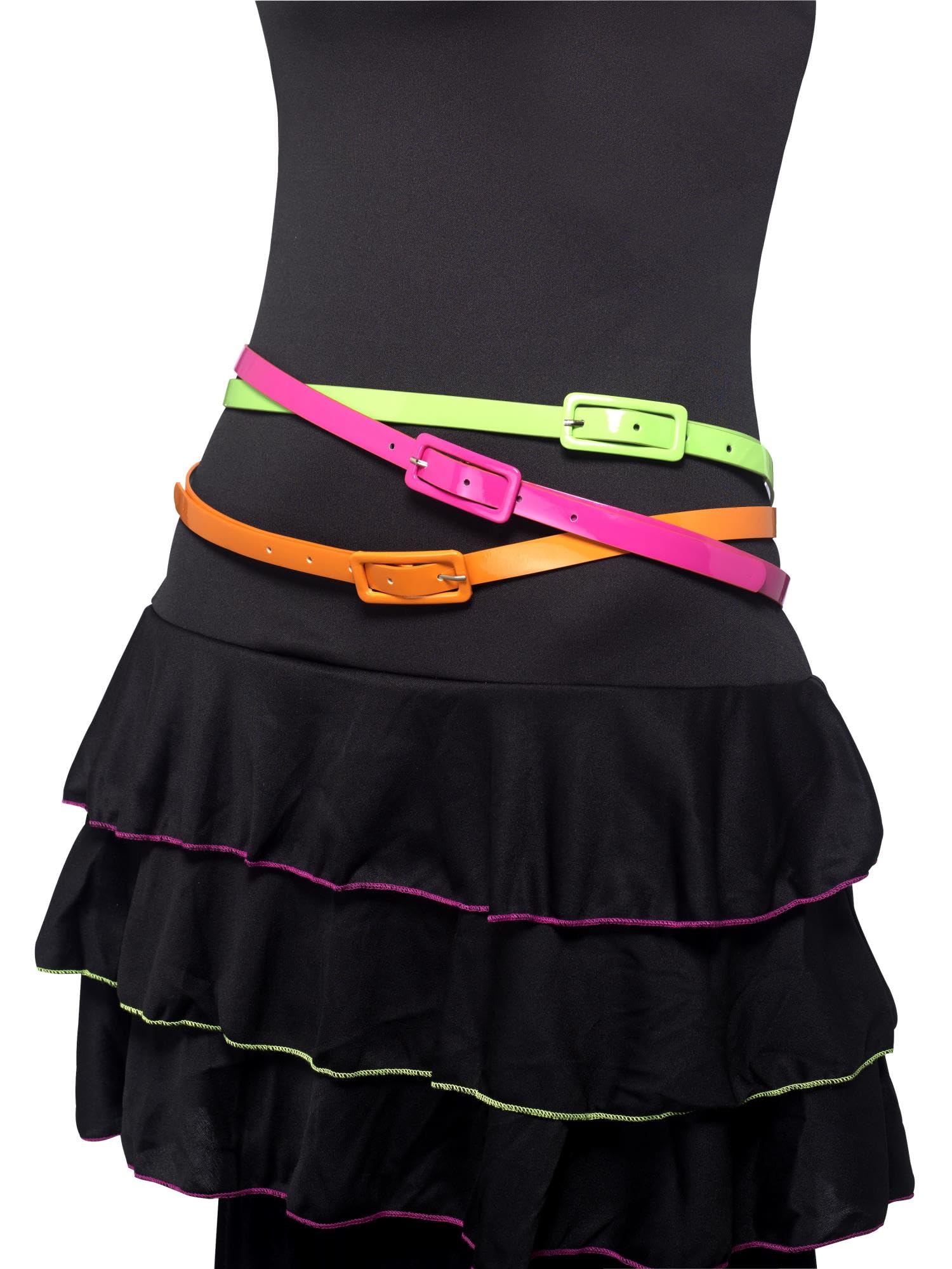 Smiffy's 80'S Style Neon Belts - Multi-Pack - Fancy Dress 1980S Accessory - Neon Belts Fancy Dress 1980S Accessory Womens Ladies Costume Disco Not,Specified