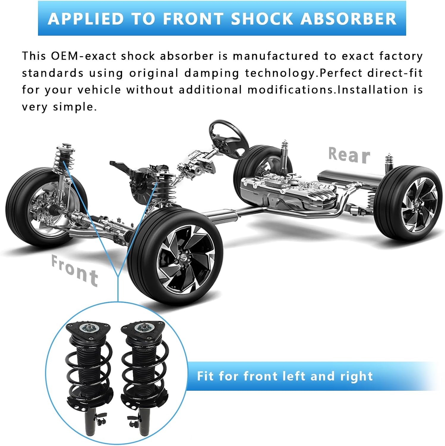 Pair Front Strut Assembly Compatible with 2014-2019 Ford Escape, Complete Shock Absorber with Coil Spring, OE# 172751 172750