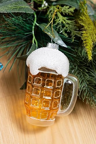 Miniatura 4 de Paquete de 2 adornos de cerveza de vidrio soplado a mano para árbol de Navidad, vidrio pintado a mano, paquete de 6 adornos de cerveza y adorno para