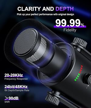 Dynamic Gaming Microphone | USB/XLR Dual Mode | RGB Boom Arm Mic Kit with OneTouch Mute, Headphone Monitor, Gain Control | for Streaming, Podcast, PC, PS4/PS5, Recording