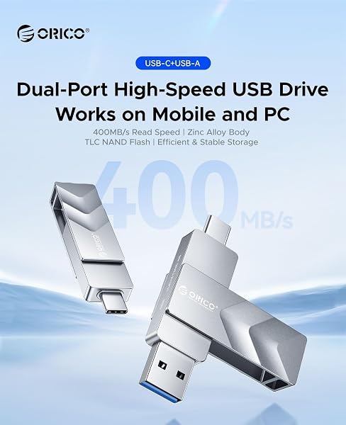 ORICO USB3.2 Gen2 128GB Portable External SSD Hard Drive, OTG Solid State Drive, Read Speed 400MB/s, Write 300MB/s, Type-A and Type-C, Compatible with iPhone 17, Android and Computer - 1