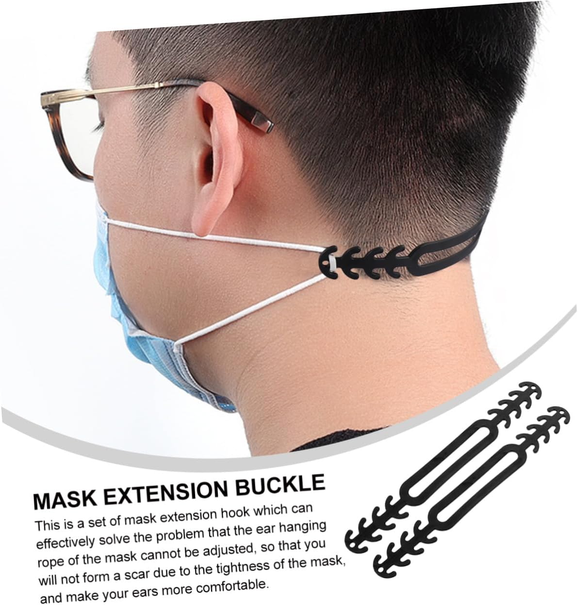 FUOYLOO 20pcs Mask Rope Buckle and Ear Hook Extension Strap Soft Silicone Adjustable Face Mask Holder for Ear Protection Daily Use and Travel