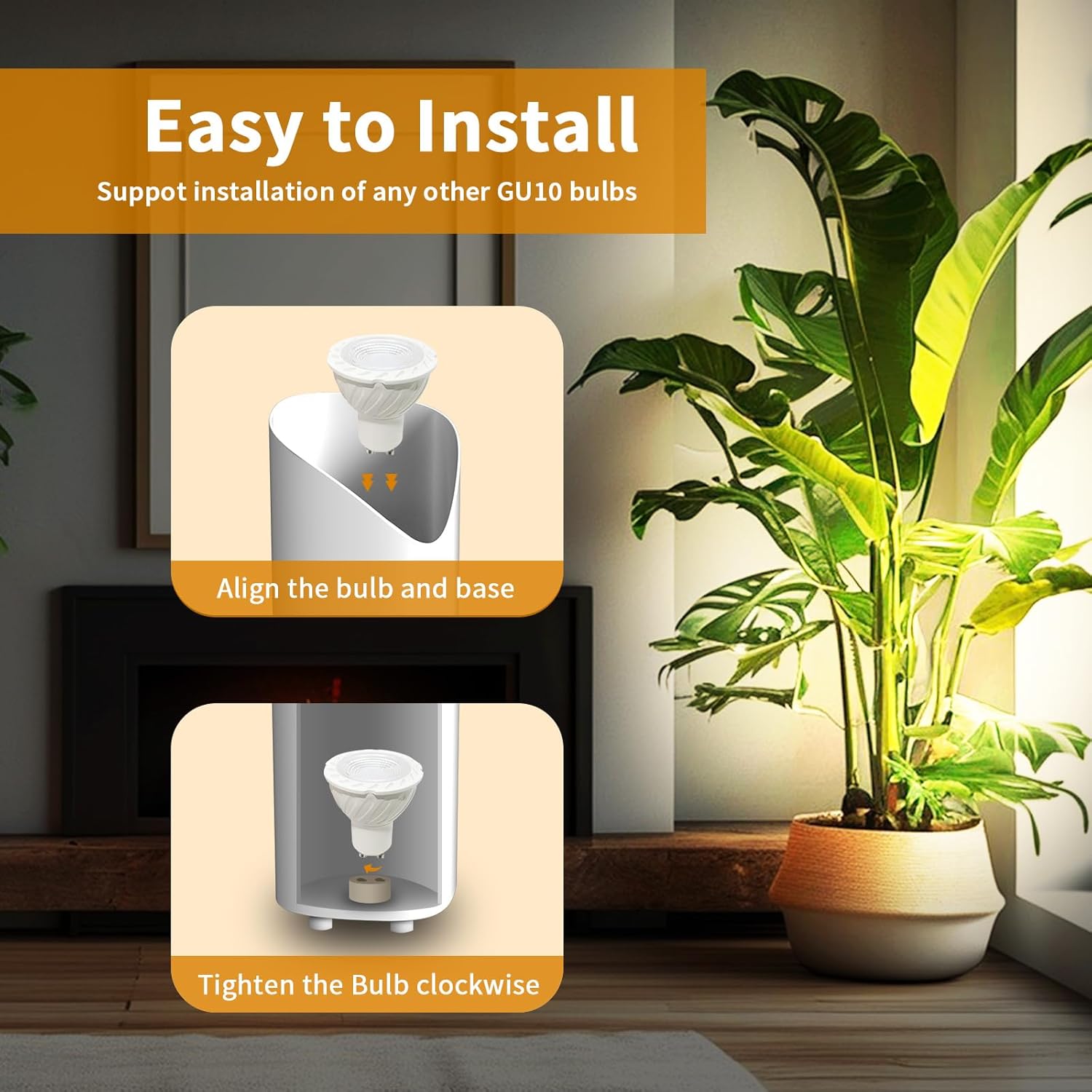 LEASTYLE Up Lights Indoor Floor Can Light,9W Uplighting with GU10 Bulbs,Floor Spot Lights Indoor Spotlight for Home Plant Picture,5.9 FT Plug Cord & Foot Switch(2 Pack,3 Bulbs)