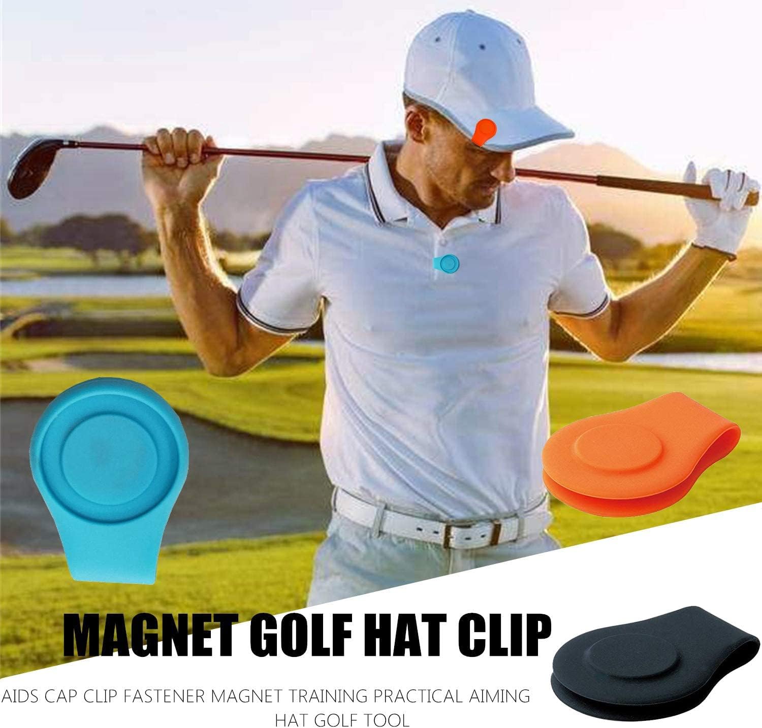 FINGER TEN Golf Hat Clip Silicone Ball Marker Holder Magnetic 3 Pack Durable Removable Attaches Easily to Hats Caps Belt Shoes Bags (3 Silicone Hat Clip (Black&Blue&Orange)) : Sports & Outdoors
