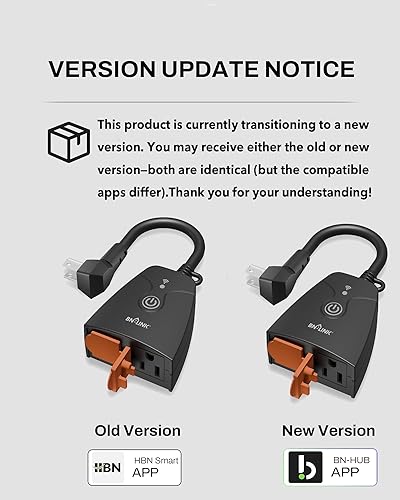 Miniatura 2 de Enchufe WiFi inteligente para exteriores, temporizador Wi-Fi de alta resistencia HBN con dos tomas de corriente con conexión a tierra, control