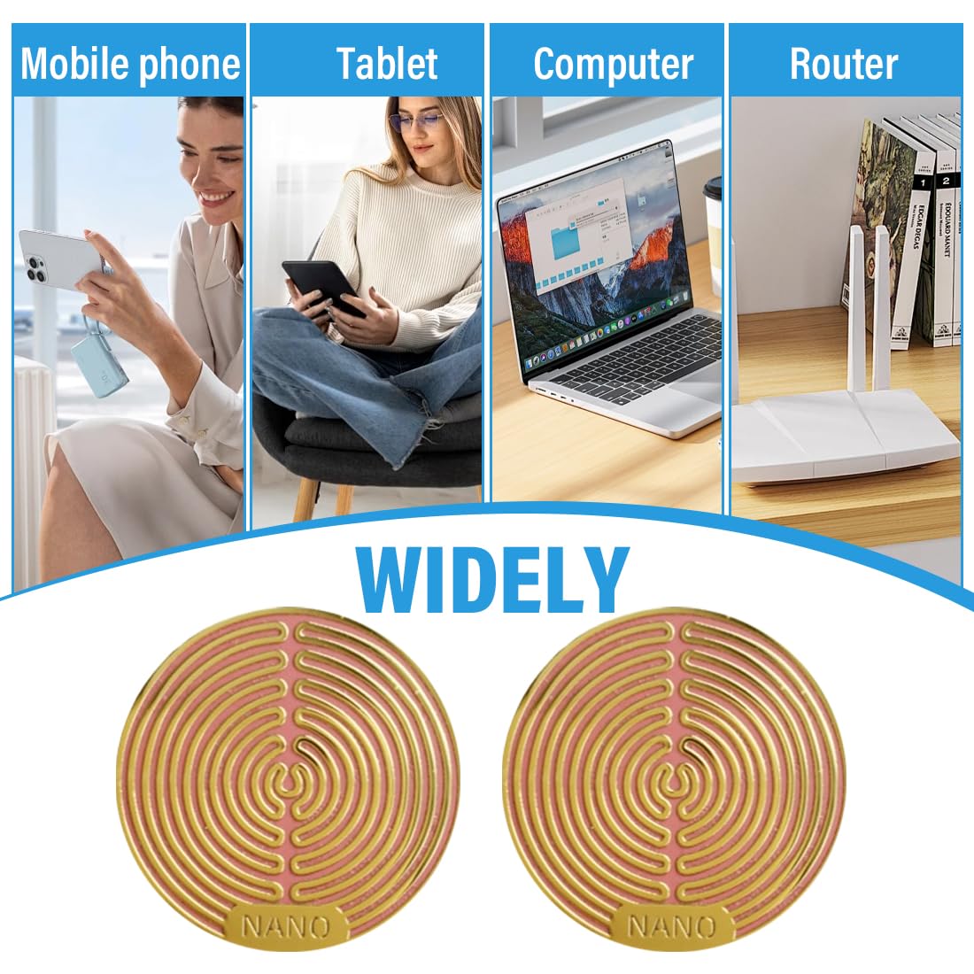 Adesivo Protezione EMF Blocco Radiazioni 2 Pezzi per Telefono Laptop Tablet