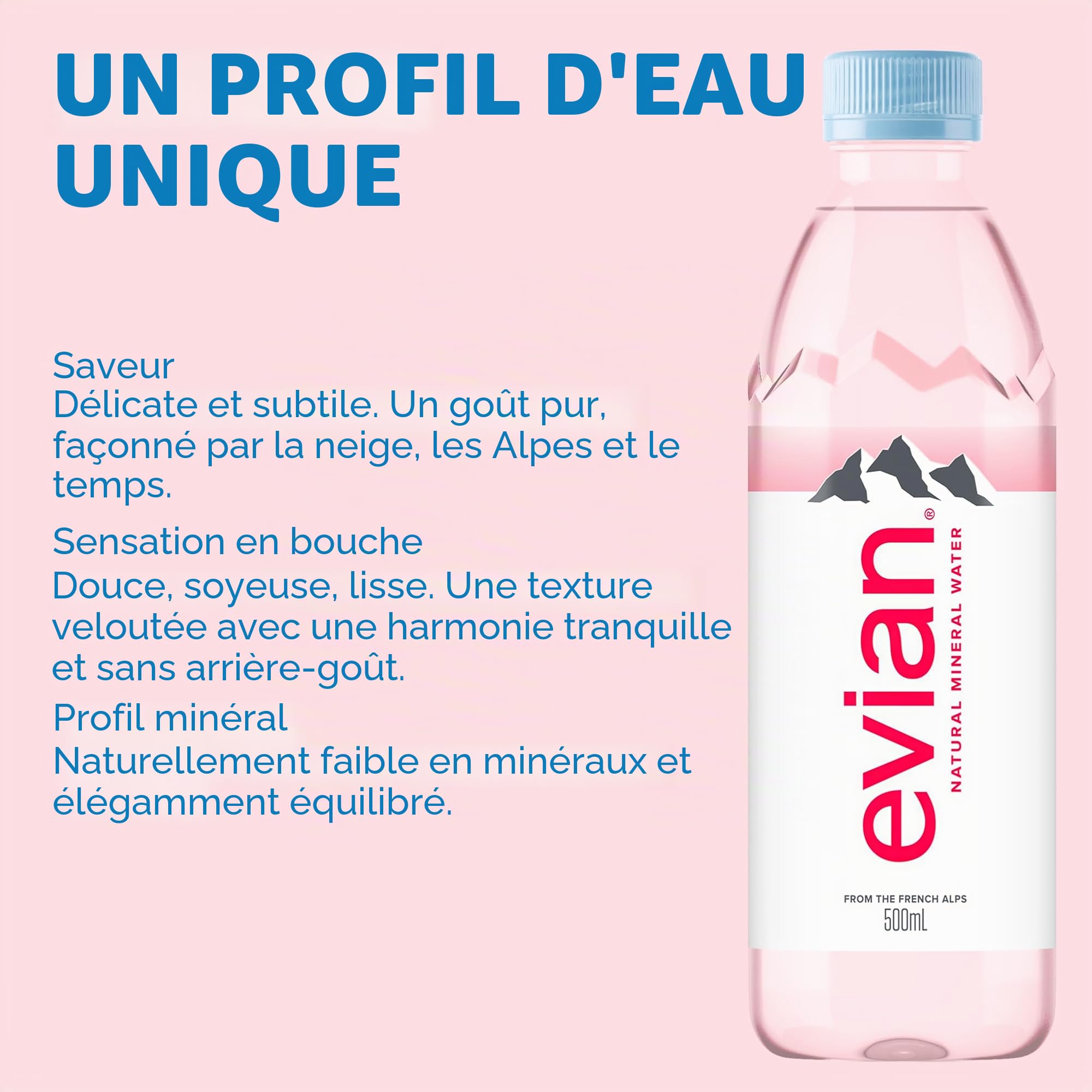 Evian Eau plate 500 ml - Lot de 24
