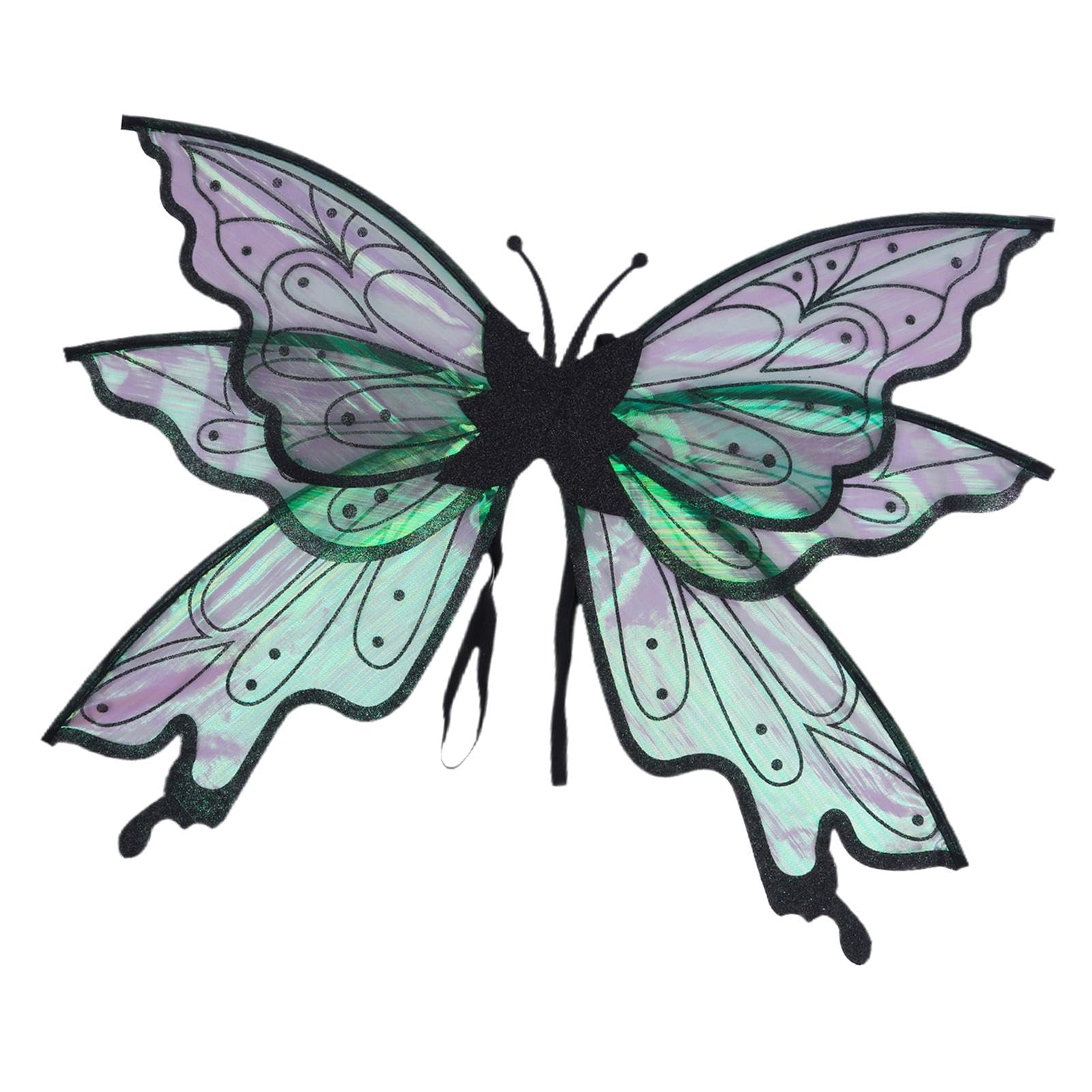 Lot De 12 Ailes De Fée Papillon Scintillantes - Taille 39x34 Cm, Tissu Et Métal - Pour Costume, Fête, Anniversaire, Déguisement - 6