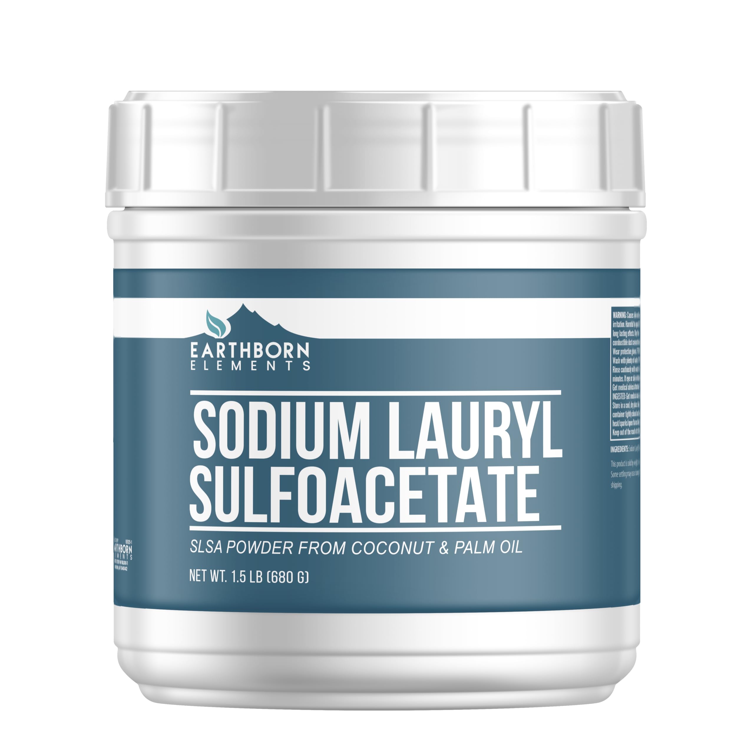 Earthborn Elements Sodium Lauryl Sulfoacetate (SLSA) (1.5 lb (24 oz)) , Resealable Tub with Scoop, Bath Bomb Additive, Gentle on Skin, Long Lasting Foam & Bubbles