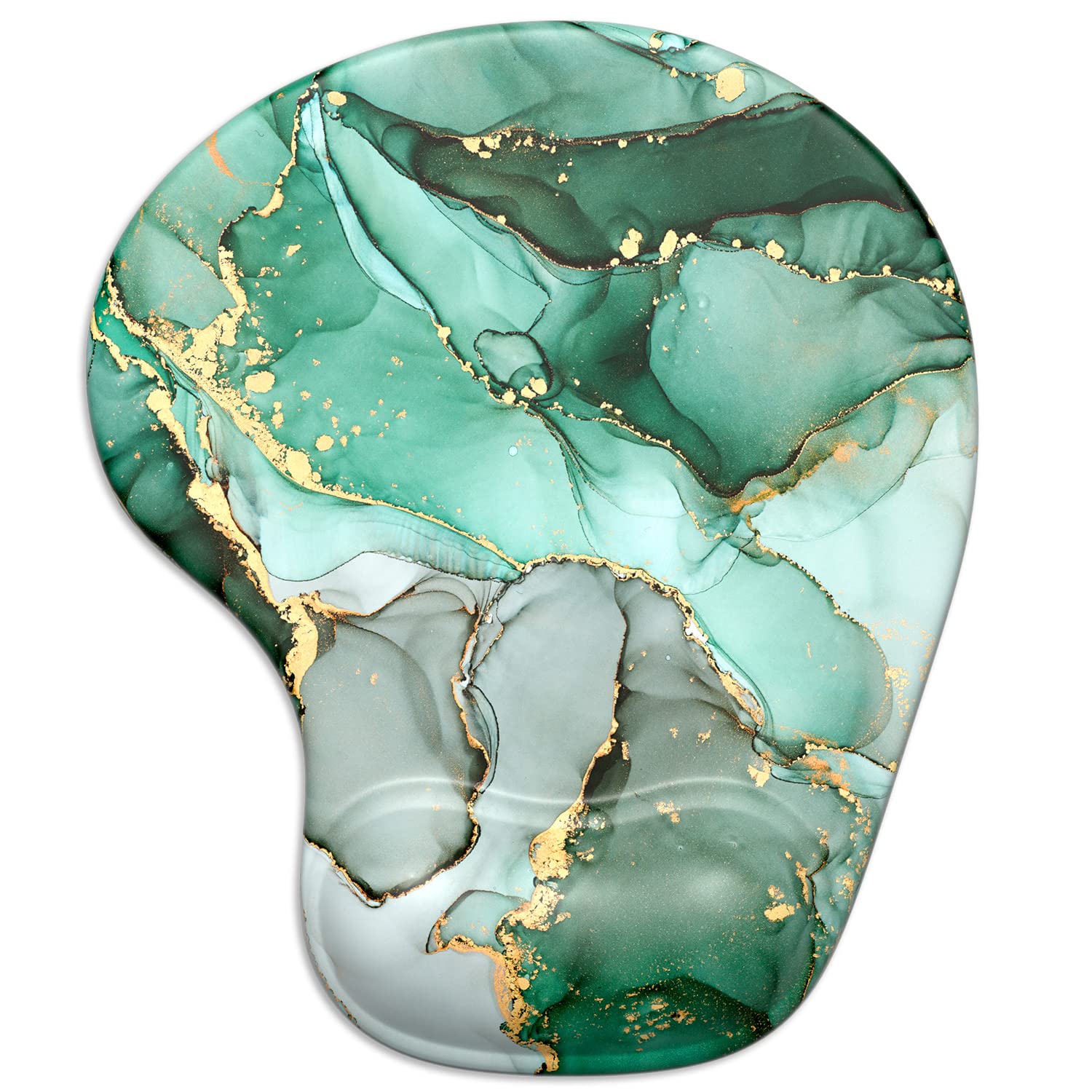 ITNRSIIET Mouse Pad, Mouse Pad Wrist Support Mousepad with Wrist Rest, Mouse Pads for Wireless Mouse Ergonomic Cute Desk Decor Desk Accessories, Non-Slip PU Base, Green Marble Texture