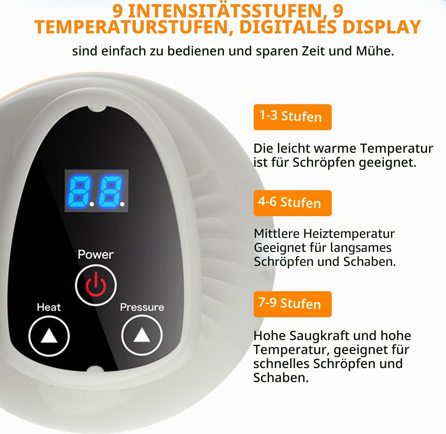 Cellulite Massagegerät, 4-in-1 Elektrischer GuaSha Massager mit 9 Stufen | Vakuum-Schröpftherapie, Wärmetherapie, Wiederaufladbar, Schröpfgerät Elektrisch zur Hautstraffung & Durchblutung