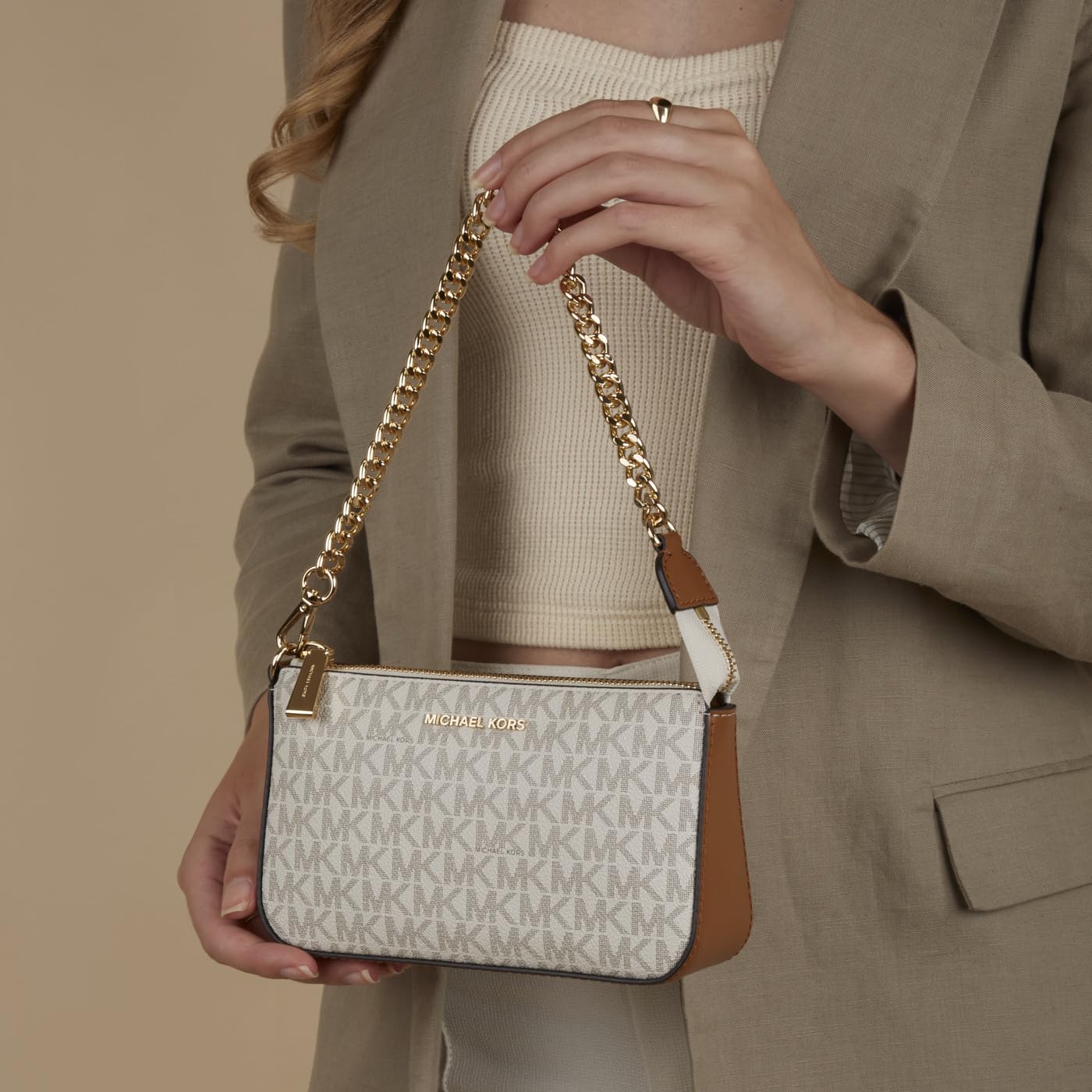 Michael Kors 32F1GJ6W6B-150 MD CHAIN POUCHETTE Women VANILLA Size One Size