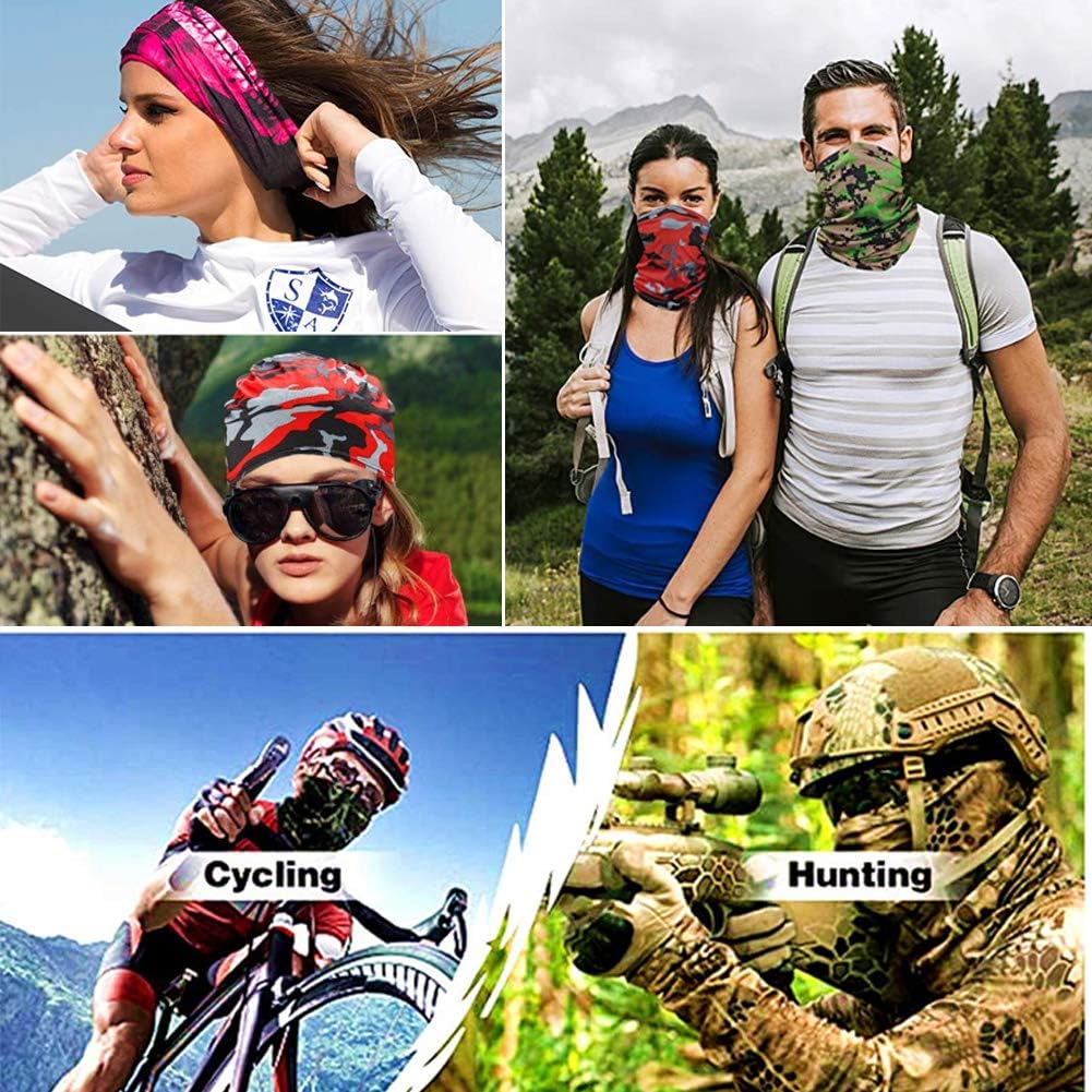 Baoota [9 Pack] Summer UV Protection Face Mask Neck Gaiter Bandana Breathable Headwrap Cooling Face Cover for Outdoor use Camping Running Cycling Fishing Sport Hunting, 9pcs-multicolor, Medium