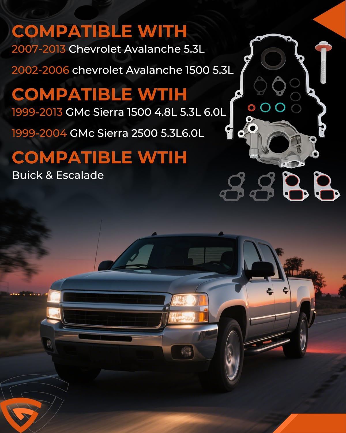 M295HV High‑Volume Oil Pump Kit – Compatible with Silverado, Suburban, Tahoe, Trailblazer GMC Sierra Yukon + Gaskets & Balancer Bolt 4.8L/5.3L/6.0L