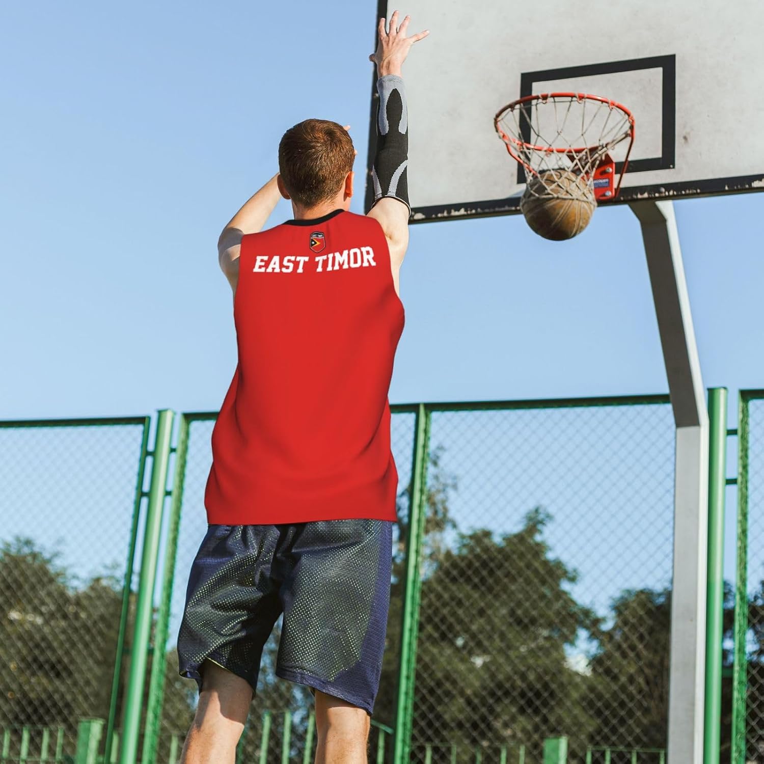 East Timor Flag Basketball Jersey Sports Jerseys for Men Running Fitness Training Sleeveless 3D Vest Shirt