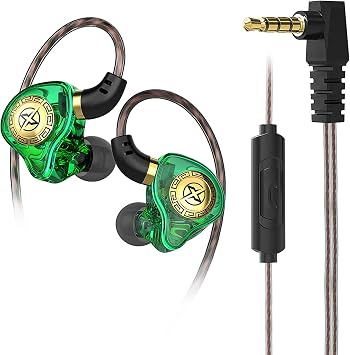 FEDAI X1 in Ear Monitor Earbuds for Musicians, HiFi Headset Earphones,with Mic Headphones Wired, Noise Canceling, for Teen, Musicians Stage, Drummer for Gym Workout Running Church with mic, Green