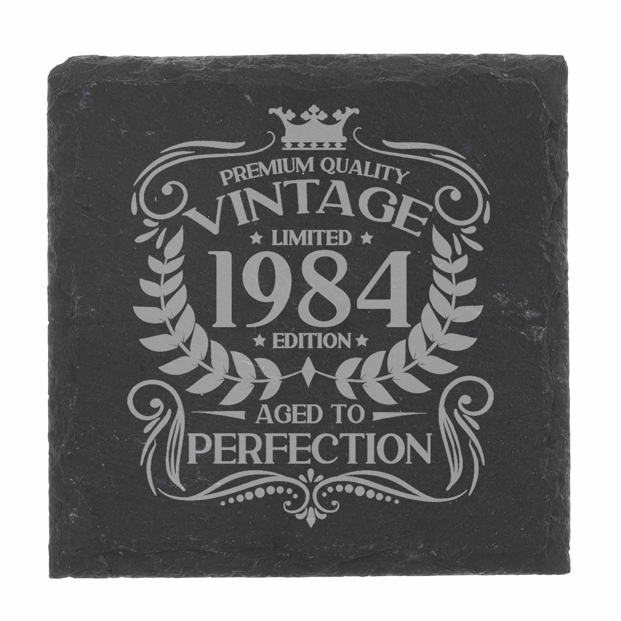 80th Birthday Gift for Men Vintage 1946 Aged to Perfection Engraved Slate Coaster Present for 80 Year Old Etched Natural Slate Placemat (Round Slate) — view 170