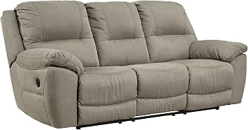 Signature Design by Ashley Next-Gen Gaucho Classic Faux Leather Reclining Sofa, Gray