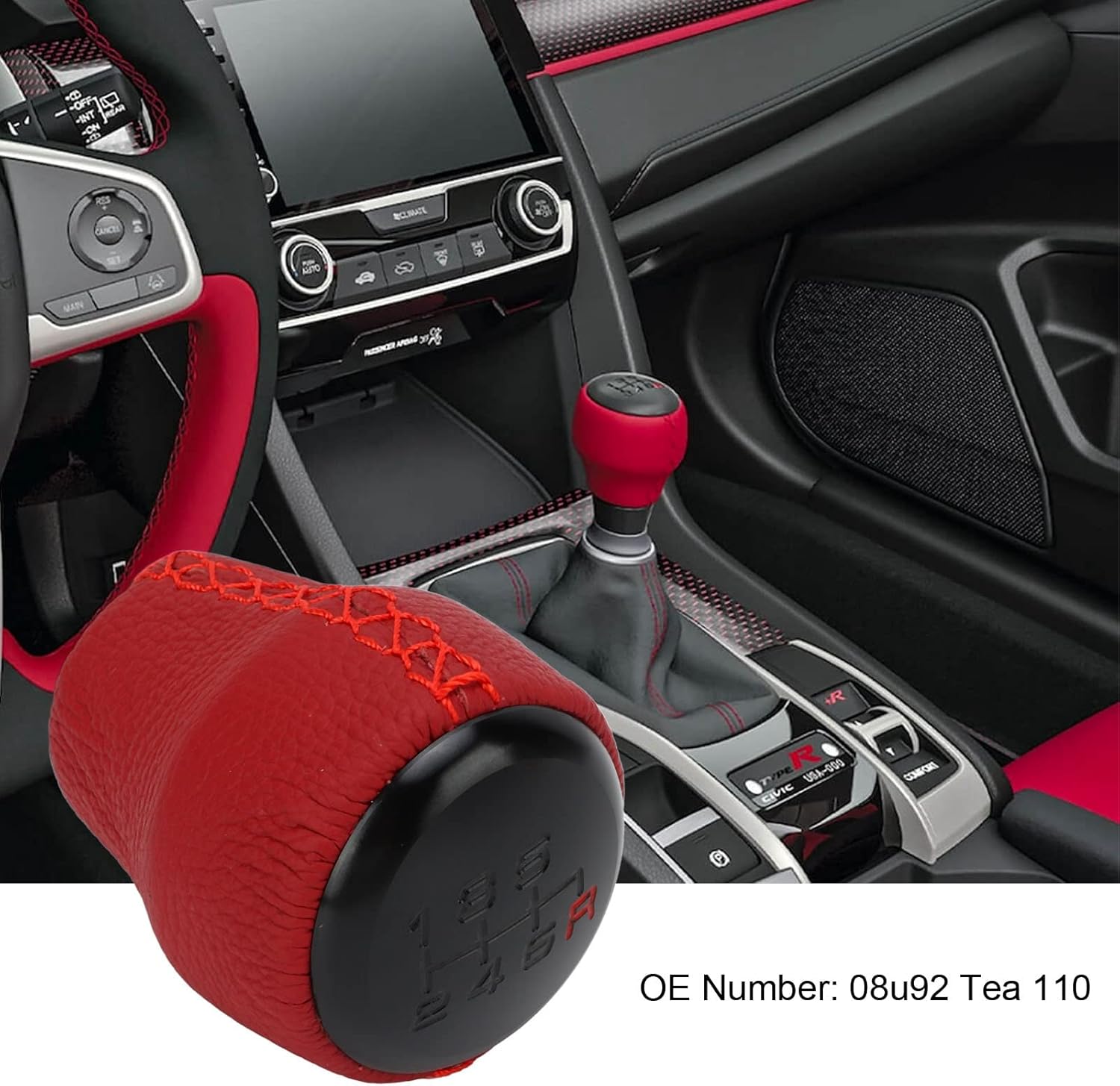 KIMISS 6 Speed Gear Shift Knob for Type R 2017-2019, Manual Transmission Stick Ball Head, 08U92-TEA-110, Compatible with Hatchback