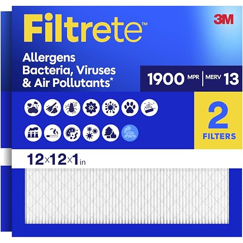 Filtrete 12x12x1 Air Filter, MERV 13, MPR 1900, 2 HVAC Filters