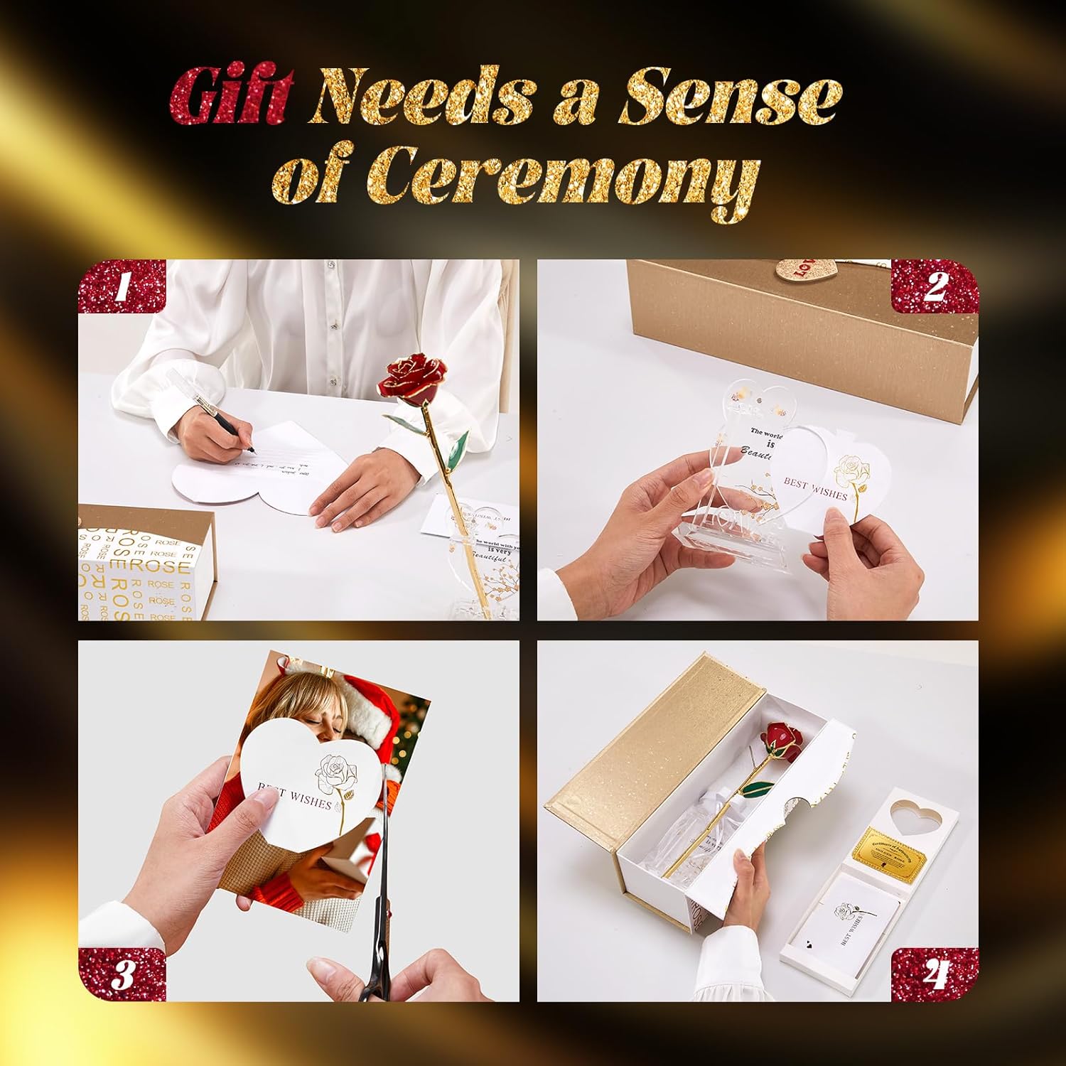 Mikasol Gold Dipped Real 24K Forever Preserved Rose, 1 Pack Infinity Flower Decor Hand Dipped Romantic Gift for Women in Her Wife Girlfriend Birthday Anniversary Valentines Mothers Day Christmas(Red)