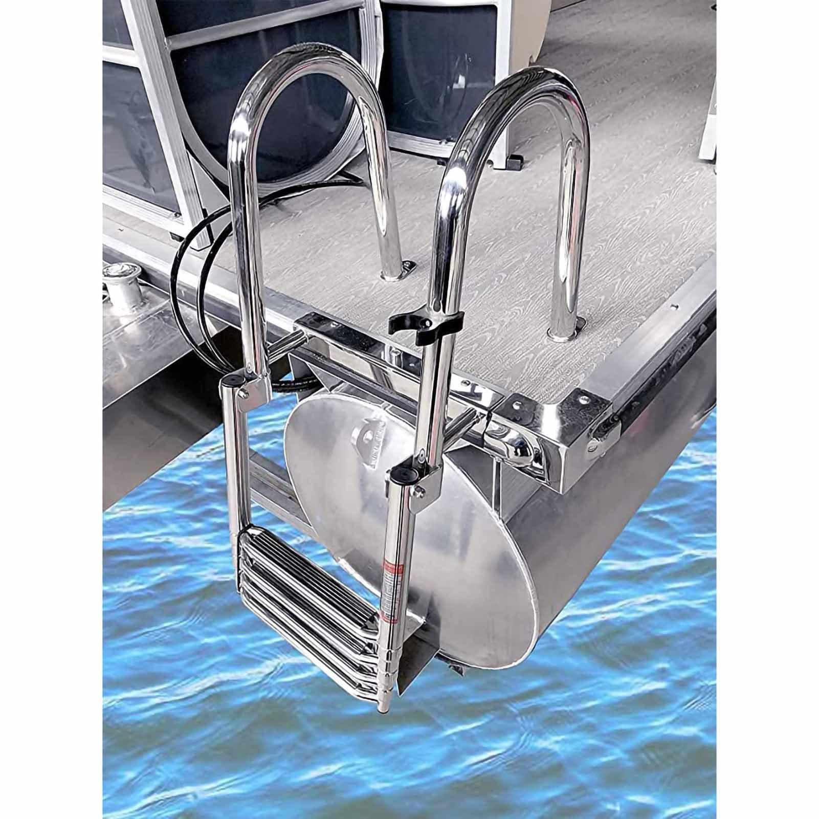 Échelle de ponton en acier inoxydable 316 avec 4 marches télescopiques pour bateau