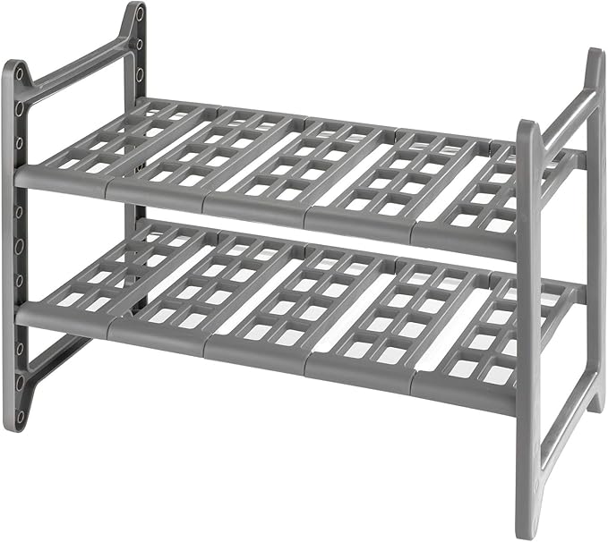 WENKO Küchen-Unterschrankregal Flexi, ausziehbares Steckregal, verstellbar, 2 Etagen, silber, 45-80 x 39 x 28 cm