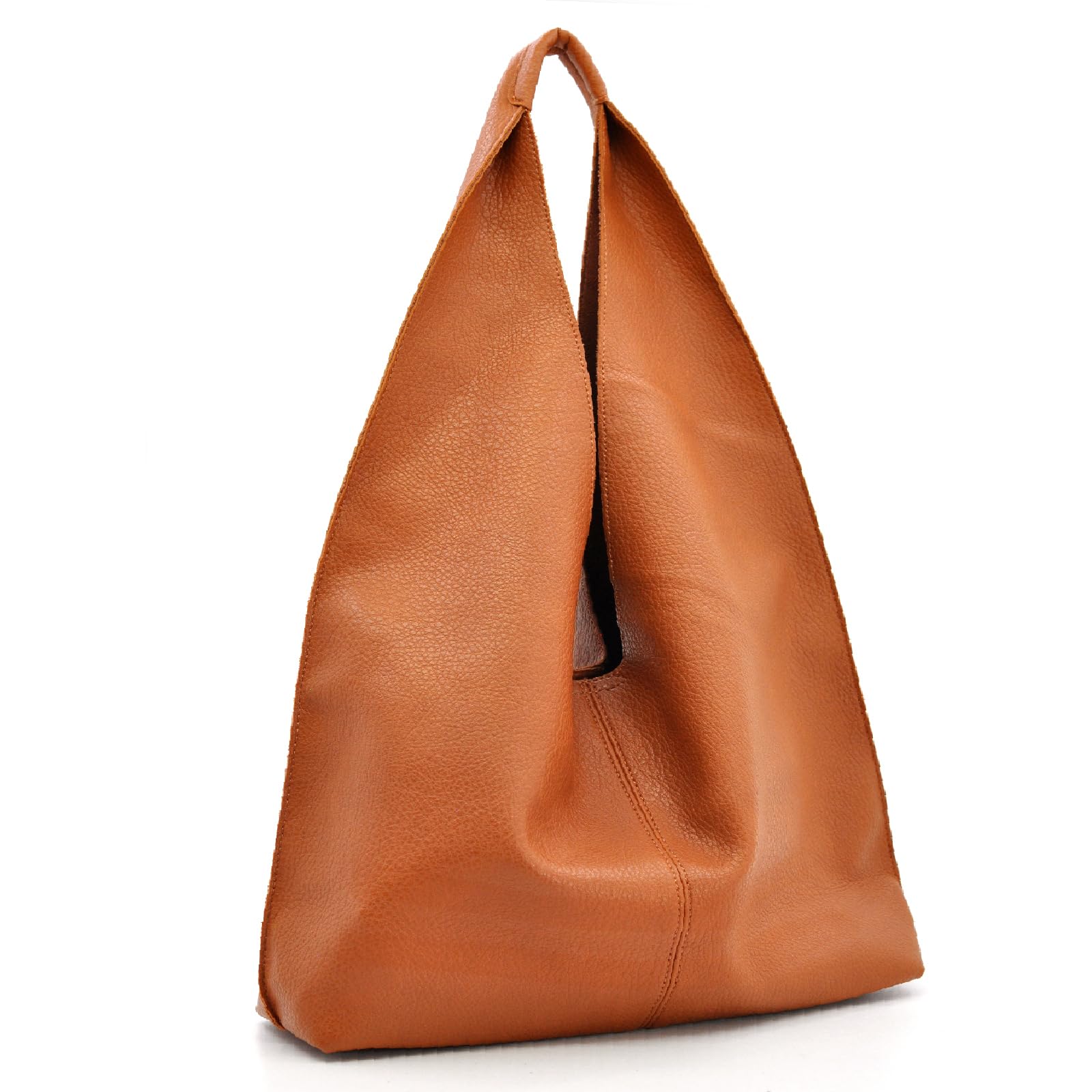 Generico Borsa a Sacco da Donna in Similpelle, 38x36x15 cm, Cognac, con Tracolla Regolabile e Borsetta Omaggio